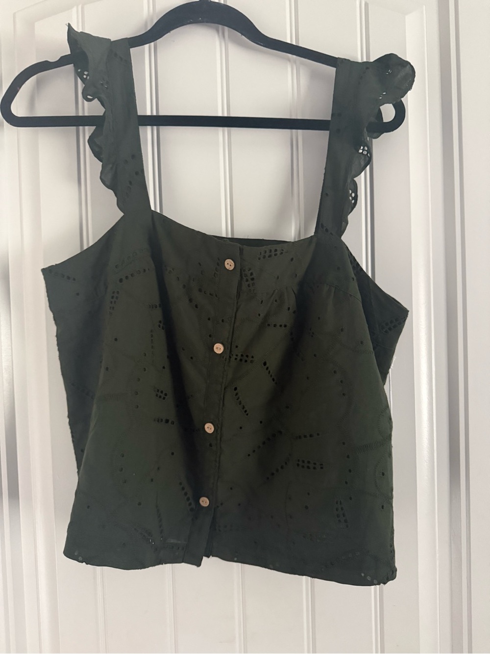 LC Lauren Conrad Olive Eyelet Button-Front Camisole